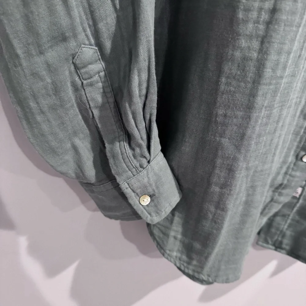 Rails Ellis Cotton Gauze Button Up Shirt in Aloe, Size S - Picture 8 of 13